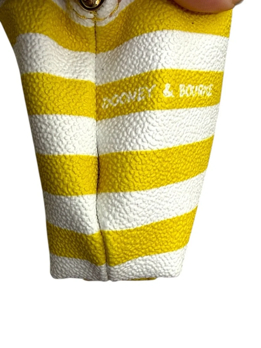 Dooney & Bourke Yellow White Stripe Kisslock Coin Purse Wallet - Picture 3 of 12